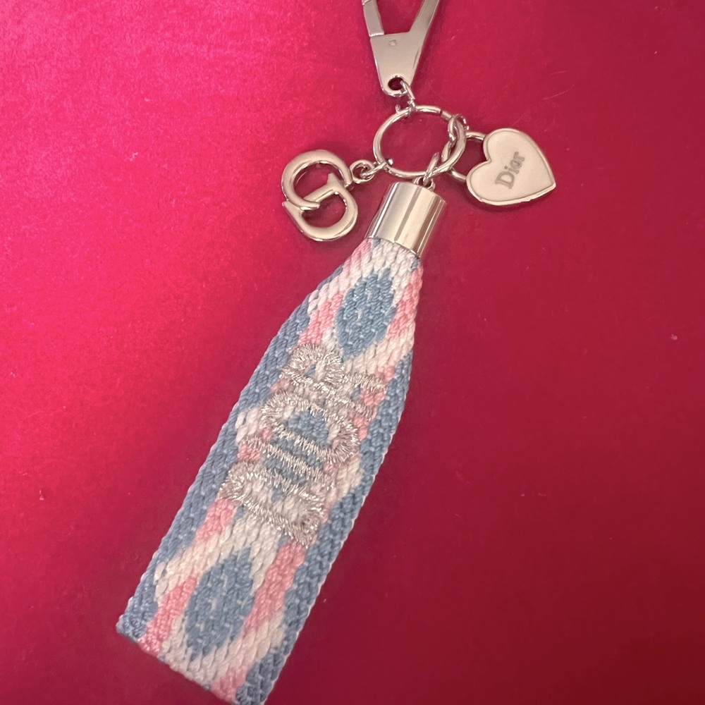 Dior Keychain with Pink and Blue Pattern